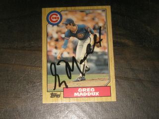 Greg Maddux 1987 Topps Chicago Cubs Hof Autographed Baseball Card