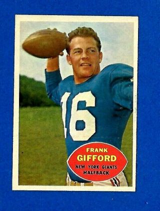 1960 Topps Football Card 74 Frank Gifford Hof Ex - Mt/nm York Giants