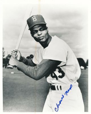 Charlie Neal Autograph 8x10 Photo Brooklyn Dodgers 2 W.  S 2 A.  S Games 1962 Met