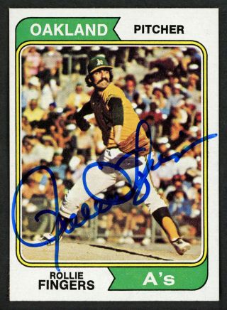 Rollie Fingers Autographed Signed 1974 Topps Card 212 Oakland A 