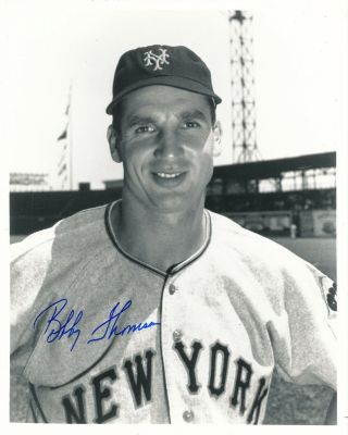 Bobby Thomson Autograph 8x10 Photo York Giants Famous Hr 1951 Playoffs 264hr