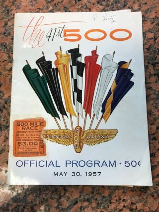 1957 The 41st 500 Official Program With 1957 Newspaper Clippings