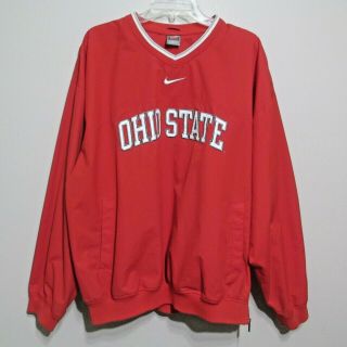 Vtg Nike Ohio State Osu Buckeyes Jacket Pullover Red Sewn Patch Men Xl Ec