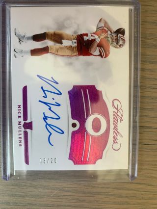 2018 Panini Flawless Nick Mullens Ruby Auto 3/20 Rookie 49ers