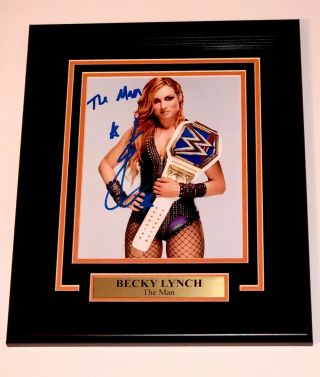 Wwe Becky Lynch The Man Hand Signed Autographed Framed Photo Plaque With 1