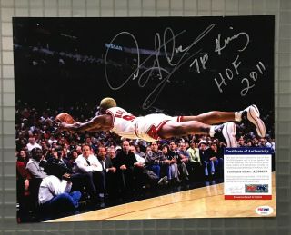 Dennis Rodman " 7x King Hof 2011 " Signed 11x14 Photo Psa/dna Auto Bulls