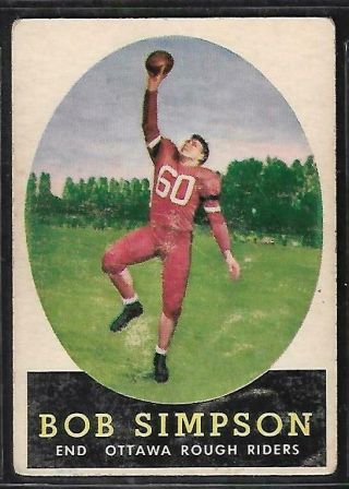 1958 Topps Cfl Football: 38 Bob Simpson,  Ottawa Rough Riders