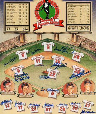 1966 Baltimore Orioles Team Signed Reunion Poster 20x24 Robinson Palmer Psa/dna