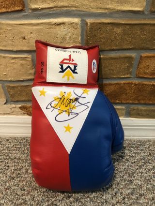 Manny Pacquiao Signed Auto Philippine Flag Right Boxing Glove Psa Mayweather