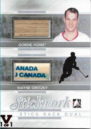 2013/14 Itg Stickwork Gordie Howe Wayne Gretzky " Canada " 1/1 Vault Game
