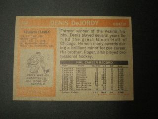 1972 - 73 Topps NHL Islanders Denis DeJordy Card 144 2