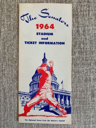 Hi Grade 1964 Washington Senators Ticket Brochure W/schedule And Stadium Diagram