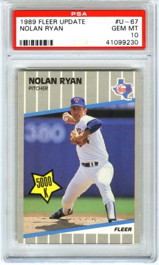 Nolan Ryan Scarce (pop 82) 1989 Fleer Update Psa - 10 Gem - Mt 5,  000 K 
