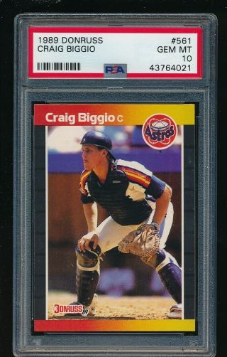 1989 Donruss 561 Craig Biggio Rookie Psa 10 Gem Houston Astros