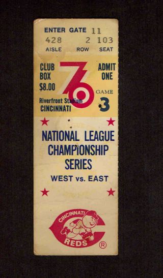1976 Nlcs Game 3 Ticket Stub Philadelphia Phillies Vs Cincinnati Reds