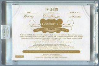 2018 Panini Flawless Lou Gehrig Joe DiMaggio Mickey Mantle 3x Patch Bat 1/1 2