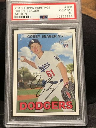 Psa 10 Corey Seager 2016 Topps Heritage Action Sp 168 Rookie Rc Dodgers