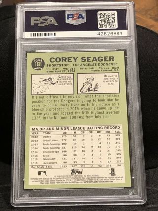 PSA 10 Corey Seager 2016 Topps Heritage Action SP 168 Rookie Rc Dodgers 2