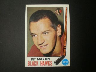 1969 - 70 Topps Nhl Black Hawks Pit Martin Card 75