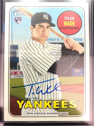 2018 Topps Heritage High Number Rookie Tyler Wade Yankees On Card Auto Yankees