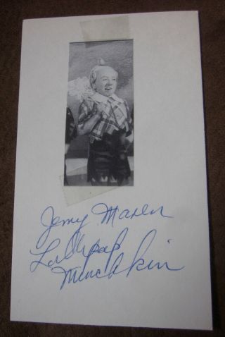 Jerry Maren Vintage Signed 3 X 5 Index Card Wizard Of Oz Lollypop Munchkin