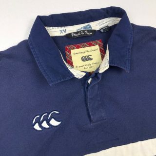 Canterbury of Zealand Men ' s Striped L/S Rugby Polo Shirt Blue/White LARGE 2