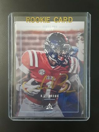 A.  J.  Brown 2019 Luminance Draft Day Gold Ink Rookie Autograph.  