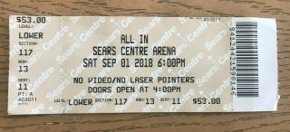 All In Aew Ticket Stub Sears Centre Chicago 2018 Young Bucks Kenny Omega Njpw