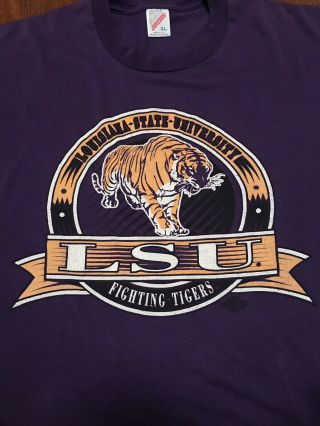 Vintage 80s 90s LSU Fighting Tigers T Shirt XL Louisiana State University 2