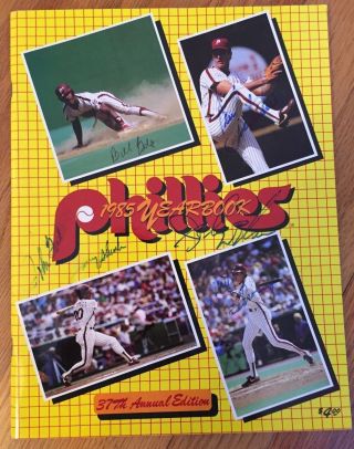 Glenn Wilson Signed X6 1985 Philadelphia Phillies Yearbook,  Bill Giles,  Felske,  3