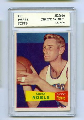 1957 - 58 Topps Chuck Noble 11 Slabbed Basketball Card Celtics Psa 8 - Nmm