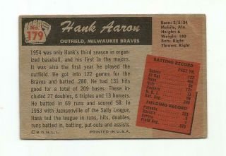 HANK AARON 1955 BOWMAN 179 BRAVES 2