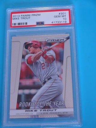 Psa 10 2013 Panini Prizm Rooke Of The Year Mike Trout 301 Gem