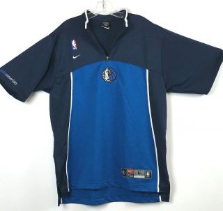 Nike Large Nba Dallas Mavericks Basketball Jersey Style Warm Up 1/4 Zip Shirt