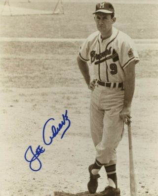 Joe Adcock Autographed Vintage Milwaukee Braves 8 X 10 Photo