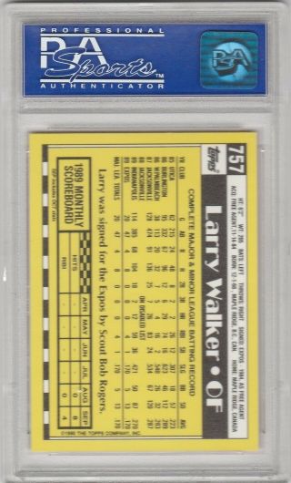 LARRY WALKER ROOKIE CARD 1990 Topps Tiffany $$ RC Baseball Expos PSA 9 2