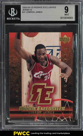 2003 Upper Deck Exclusives Lebron James Rookie Rc Patch Bgs 9 (pwcc)