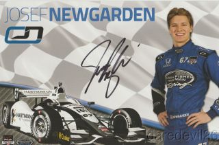 2014 Josef Newgarden Signed Hartman Oil Honda Dallara Indy Car Postcard