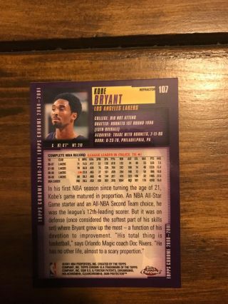 2000 - 01 Topps Chrome Refractor Insert card Kobe Bryant 2