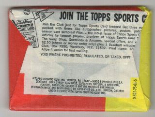 1975 Topps Baseball Wax Pack 2