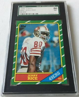 1986 Topps Jerry Rice 161 Rookie Rc San Francisco 49ers Hif Sgc 86 Nm,  7.  5
