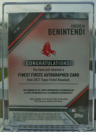 2017 Topps Finest ANDREW BENINTENDI 75/99 RC On - Card Auto Green Boston Red Sox 2