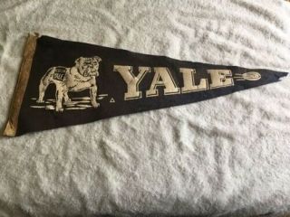 Vtg Mid 1900s Yale Bulldogs Felt Banner Pennant Ivy League Football