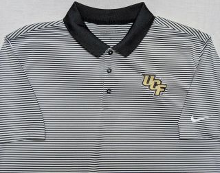 Nike Golf Ucf Knights Polo Shirt White Black Striped Xl