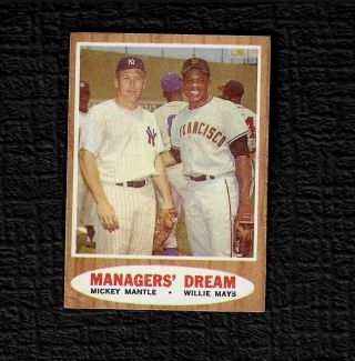 Willie Mays & Mickey Mantle 1962 Topps Card 18 Real No Creases
