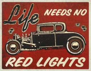 Life Needs Red Lights Plaque Poster Metal Signs Retro Tin Plate Pub Wall Decor