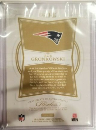 11/15 - ROB GRONKOWSKI - 4 COLOR JUMBO PATCH - 2018 FLAWLESS NFL PATRIOTS SSP 2