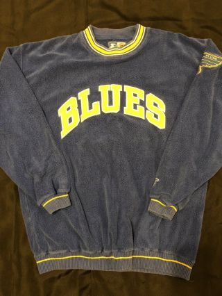 Vintage 1990s St Louis Blues Starter Crewneck Sweater W/ Embroidered Logo L Rare