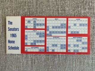 Hi GRADE 1965 Washington Senators Ticket Brochure w/Schedule and Stadium Diagram 3
