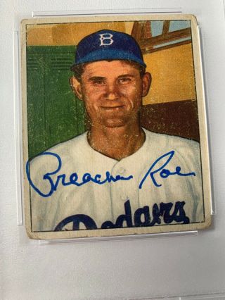 1950 Bowman Preacher Roe Signed Psa Card Brooklyn Dodgers Elwin 167 2